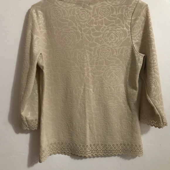 Chances R Women's Sweater Cream White Textured 3/4 Sleeve Size Small - Picture 2 of 8